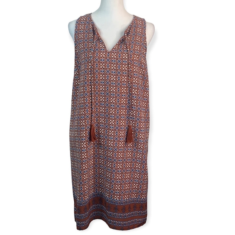 Fleur Bleue Split Front Sleeveless Shirt Dress-  NWT